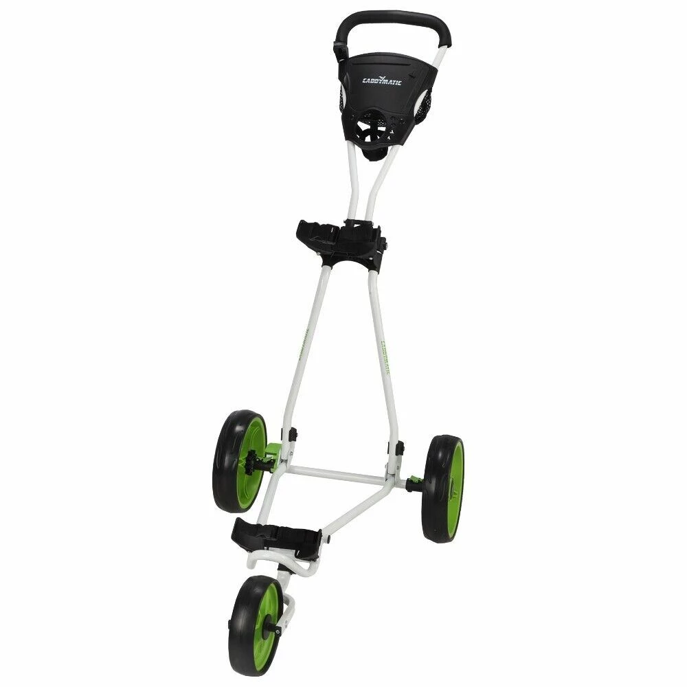 Caddymatic Golf Continental 3 Wheel Folding Golf Push/Pull Cart White/Green 2 Caddymatic Golf Continental 3 Wheel Folding Golf Push/Pull Cart White/Green - Image 2