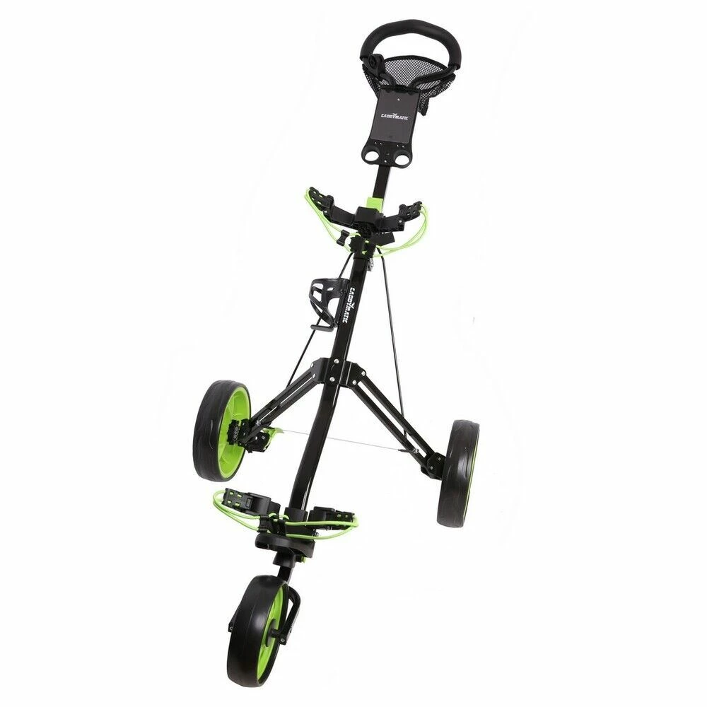 Caddymatic Golf Pro Lite 3 Wheel Golf Cart Black/Green 1 Caddymatic Golf Pro Lite 3 Wheel Golf Cart Black/Green