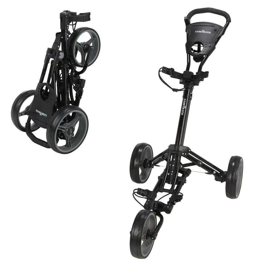 Caddymatic Golf X-Lite One-Click Folding Pull/Push Golf Cart Black 1 Caddymatic Golf X-Lite One-Click Folding Pull/Push Golf Cart Black