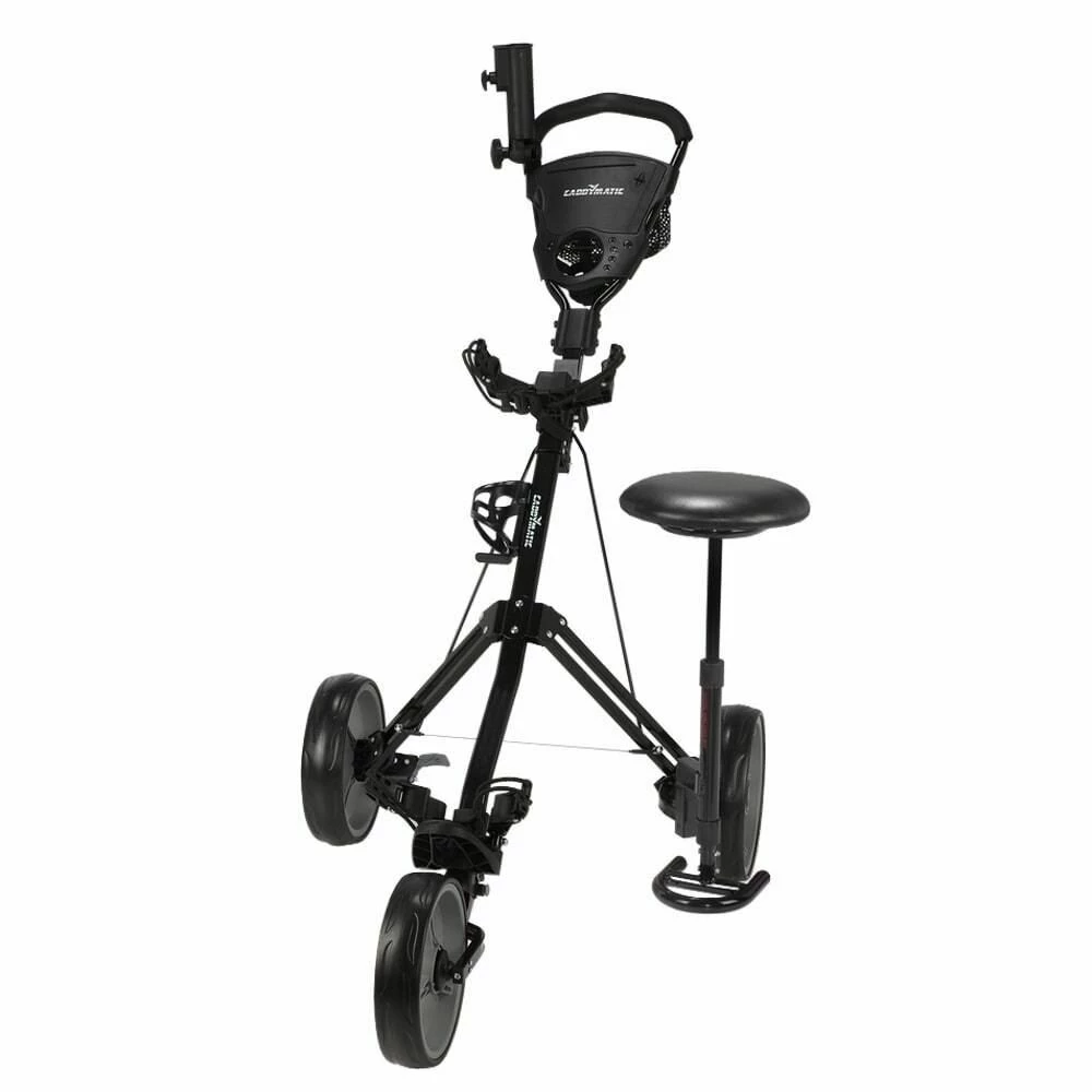 Caddymatic Golf X-TREME 3 Wheel Push/Pull Golf Cart With Seat Black 4 Caddymatic Golf X-TREME 3 Wheel Push/Pull Golf Cart With Seat Black - Image 4