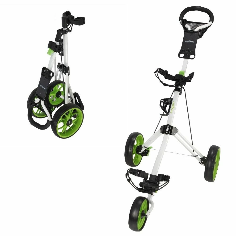 Caddymatic Golf Pro Lite 3 Wheel Golf Cart White/Green 2 Caddymatic Golf Pro Lite 3 Wheel Golf Cart White/Green - Image 2