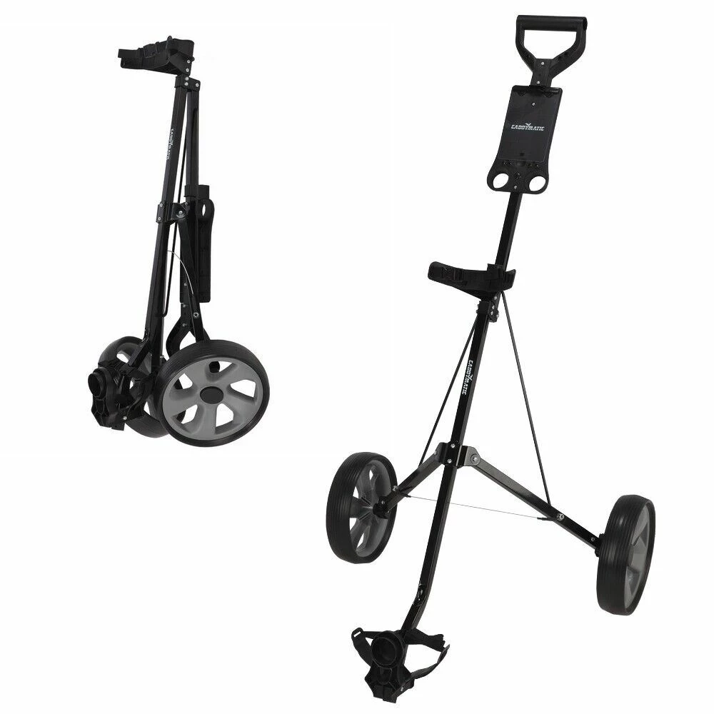 Caddymatic Golf I-Trac 2 Wheel Folding Golf Cart Black/Gray 1 Caddymatic Golf I-Trac 2 Wheel Folding Golf Cart Black/Gray