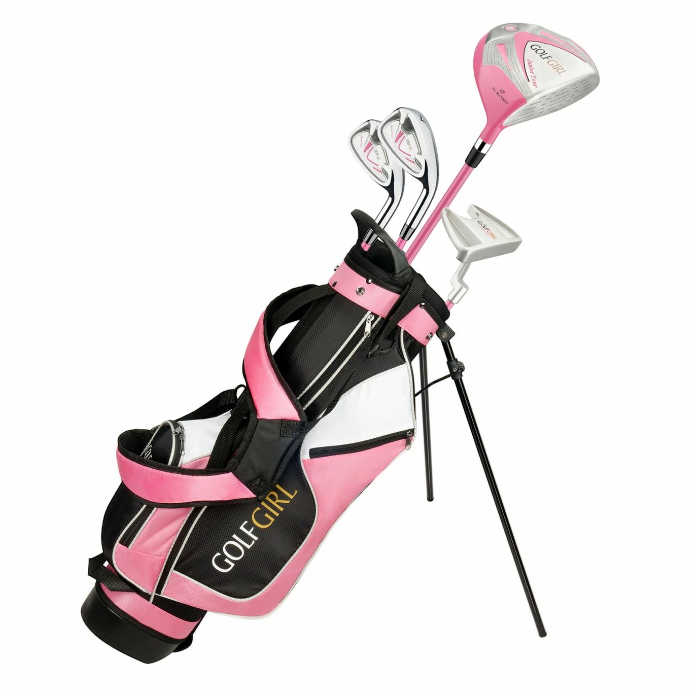 GolfGirl Golf Girl Junior Girls Golf Set V3 With Pink Clubs And Bag, Left Hand 1 GolfGirl Golf Girl Junior Girls Golf Set V3 With Pink Clubs And Bag, Left Hand