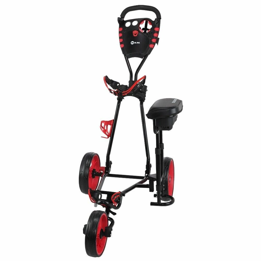 Ram Golf X-Pro Laser 3 Wheel Golf Pull Cart With Seat 2 Ram Golf X-Pro Laser 3 Wheel Golf Pull Cart With Seat - Image 2