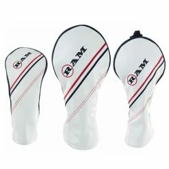 Ram FX Golf Club Headcovers For Driver, Woods And Hybrid, White (1-3-X)